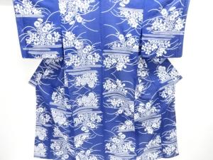 綿絽霞に秋草模様浴衣